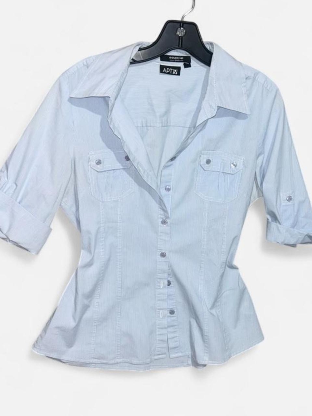 Apt. 9 Women's Light Blue Striped Button-Down Shirt